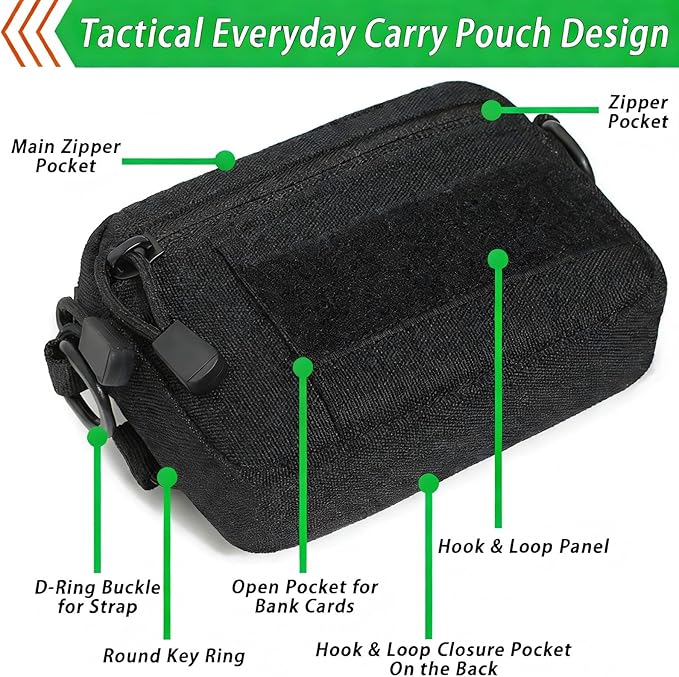 Tactical Crossbody Everyday Carry Pouch Compact Molle Waist Pack &amp Shoulder Bag 600D Nylon Organizer for Daily Essentials