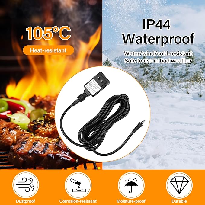 Upgrade Power Cord Replacement Parts Compatible with Masterbuilt Gravity Series 560/600/800/900/1050/1150 Digital Charcoal Grill + Smokers Heavy-Duty 9004190216 Power Supply with 18AWG 16FT Long Cord