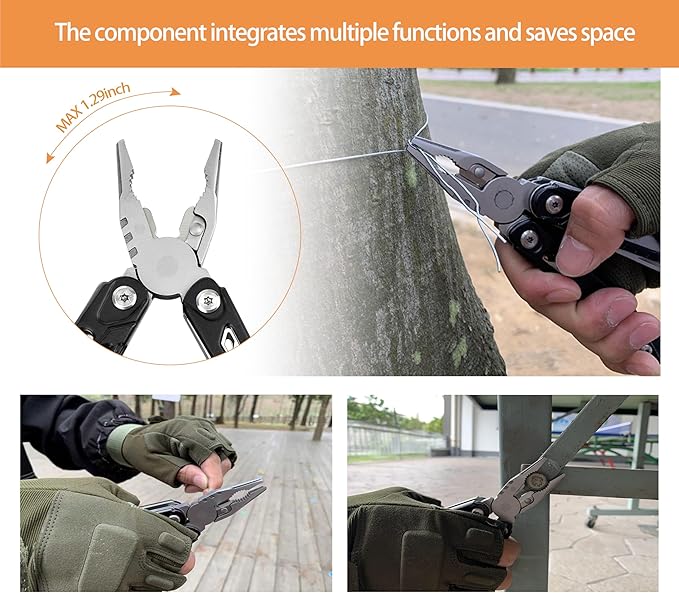 14-in-1 Adjustable Wrench Multitool EDC Compact Multi Tool with Pliers Knife Saw Screwdrivers 30Cr13 Stainless Steel Tool for Home Repair DIY Camping Hiking and Outdoor Use