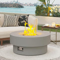 32.5 Inch Propane Fire Pit Table 50000 BTU Round Patio Fire Pit Table Outdoor CSA Certified Stainless Burner with Steel Lid Waterproof Cover &amp Lava Rocks for Backyard Garden Gray