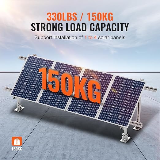 VEVOR 2-Set Solar Panel Mounting Brackets 30°-60° Adjustable Multi-Piece Brackets for 4-8pcs Panels Carbon Steel Ground Mount Stand for Farms RVs Boats Off-Grid