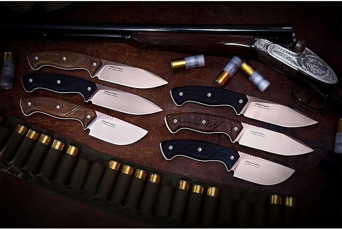 Extrema Ratio - Venatus F (Nitrogen Black Satin) Fixed Blade Knife Nitrogen Steel Blade Satin Finish Full Tang Construction Ergonomic Handle Premium Leather Ambidextrous Sheath