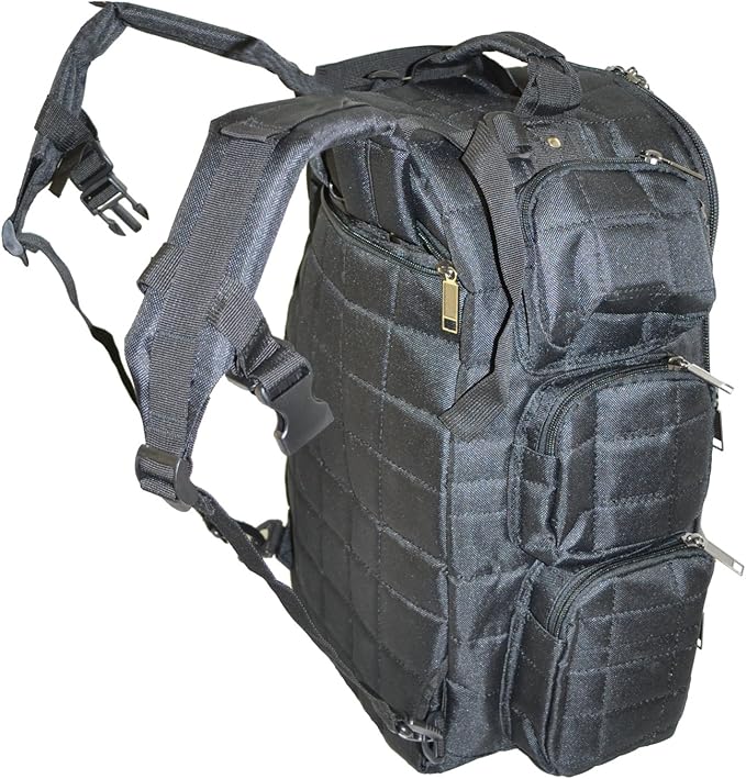 EXPLORER Backpack + Range Bag with Large Padded Deluxe Tactical Divider and 9 Clip Mag Holder - Rangemaster Gear Bag (black)20 x 12.5 x 10