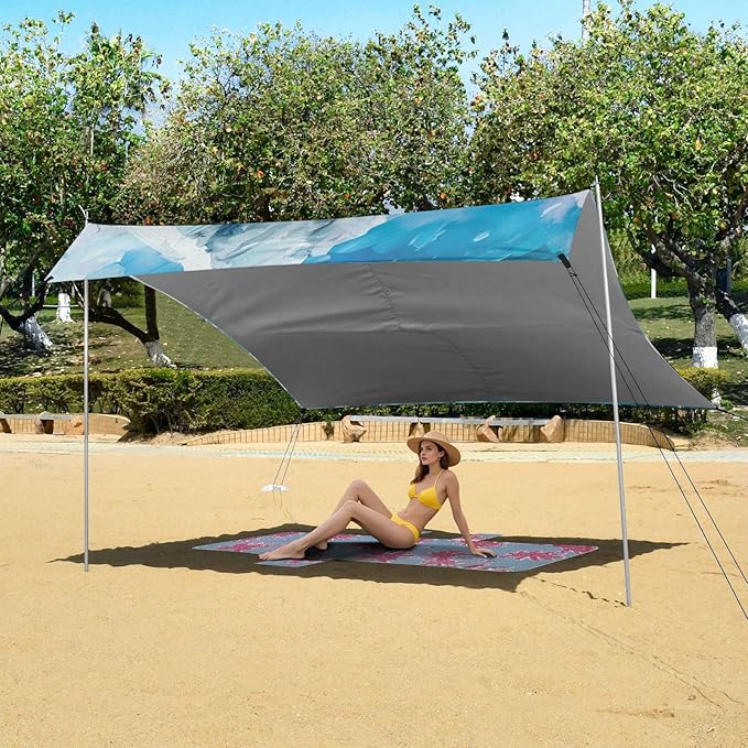 ALAZA White Polar Bear Animal Beach Tent Sun Shelter Portable Canopy Sunshade for Outdoor Camping Picnics Backyard Fun 10x9 ft