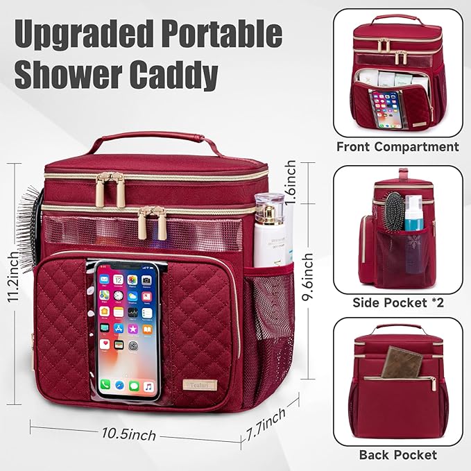 Large Toiletry Bag for Women MenBathroom BagWater Resistant Shower BagMakeup BagPortable Shower Caddy for College DormHanging Travel Toiletry Bag with Transparent Waterproof Phone Pocket