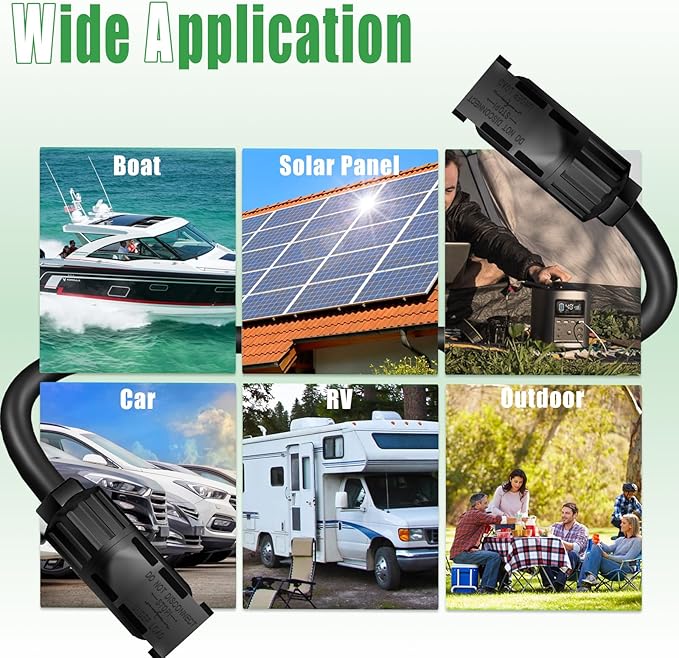 Twin Wire 30 Feet Solar Extension Cable 10AWG with -IP67- Female and Male Connector Bonus Four Pairs of Free Connector Solar Panel Adapter kit Tools (6 Pairs connectors)