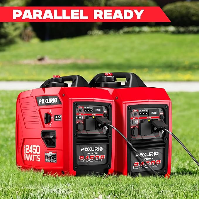 2450 Watt Inverter Generator 120V Gas Powered Generator Super Quiet RV Ready/EPA for RV Camping and HomeRed