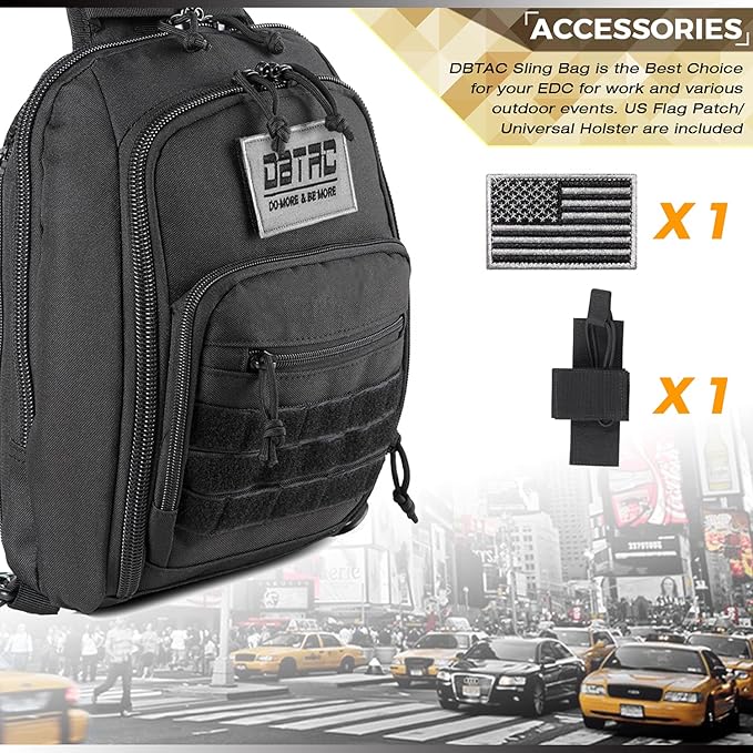 DBTAC Tactical Sling Bag | 8L Military Shoulder Chest Pack for Full Size Concealed Carry Range Travel Outdoor Sports | Range Travel Outdoor Sports Military