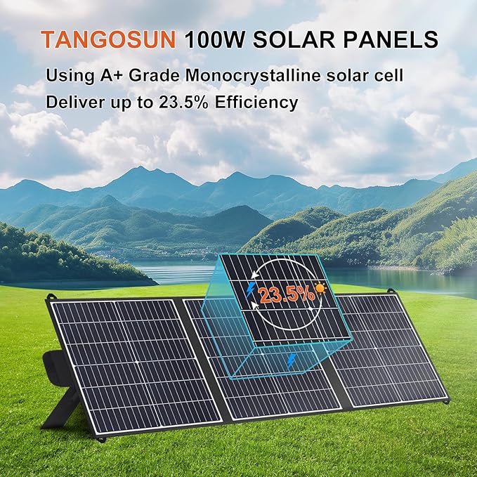 100W Portable Solar Panel 20V Foldable Solar Charger with USB-A QC3.0 &amp Type-C PD45W. Lightweight Design for Outdoor Camping RV Trips and Hiking Charging Mobile Phones and Energy Storage Device