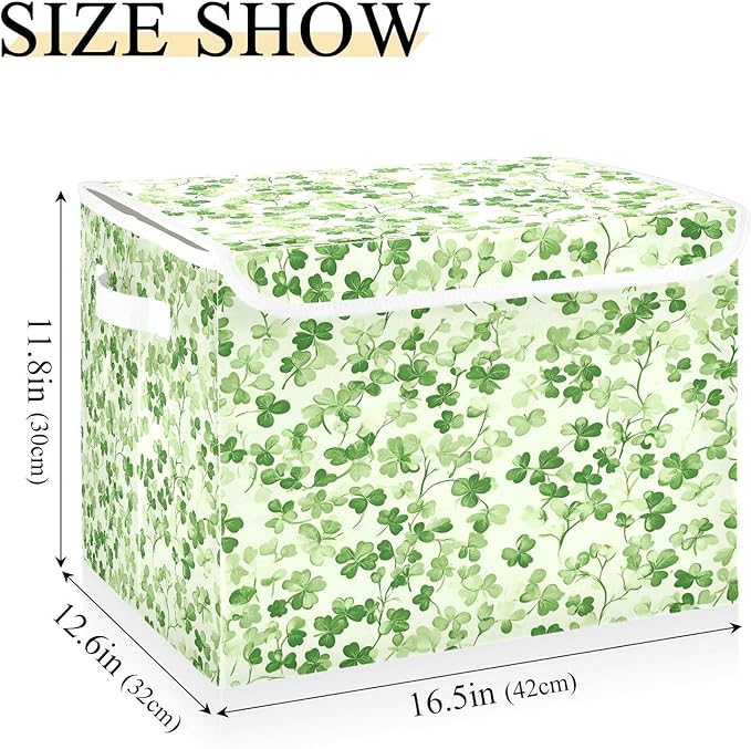Fresh Clover Fabric Storage Bins with Lids and HandleFoldable Storage Bins with LidsCloset Organizers for Clothes Storage Room Organization Office Storage Chest Organizer