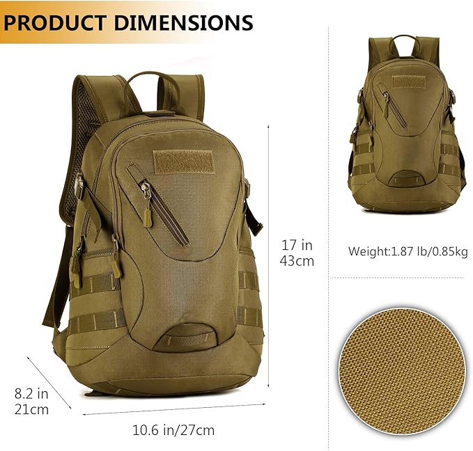 Protector Plus Tactical Motorcycle Backpack Small Military Cycling Pack Bug Out Bag (Patch Included)