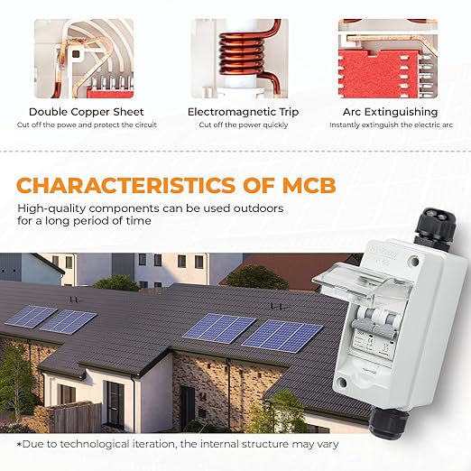 Solar Panel Disconnect Switch 1000V 60A PV Shut Off Switch Outdoor Circuit Breaker Box for Solar PV Homes Battery (60Amp)