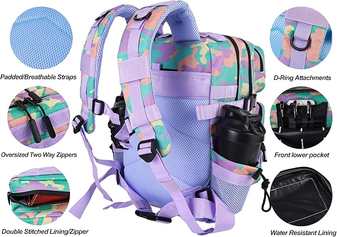 LHI Tactical Military Backpack for Men and Women 25L/35L Army Assault Pack Bag Small Rucksack with Bottle Holder