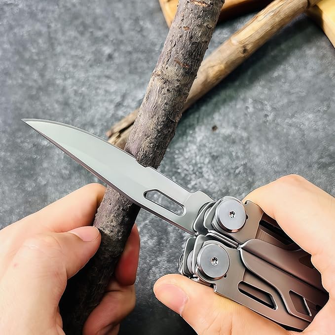 Multitool 19-in-1 Full-Size Lightweight EDC Tactical Hiking Gear Camping Knives &amp Tools Gifts for Guys Equipment for Emergencies Hiking and Outdoor Camping Multi-Purpose Pliers (Silver)