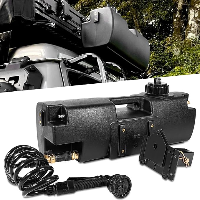 4.0 Gallon Self-Pressurized Water Tank Portable Camping Shower Water Storage with Spray Hose Bumper Mount or Bed Mount for Pick-up Trucks &amp Off-Road Vehicles Outdoor Activities Water Supply