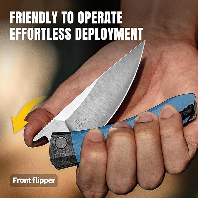 Kizer Mini Momo EDC Pocket Knife 3.2” 154CM Blade Pocket Folding Knife with Aluminum Handle Front Flipper EDC knife with Pocket Clip for Men Women Camping Hunting Survival Knives V3663C1 (154CM Bla