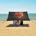 ALAZA Red Rose Flower Fire Beach Tent Sun Shelter UPF50+ Protection Beach Shade Canopy w/ 4 Sandbags for Outdoor Camping Fishing Backyard Fun Picnic 10x9 ft