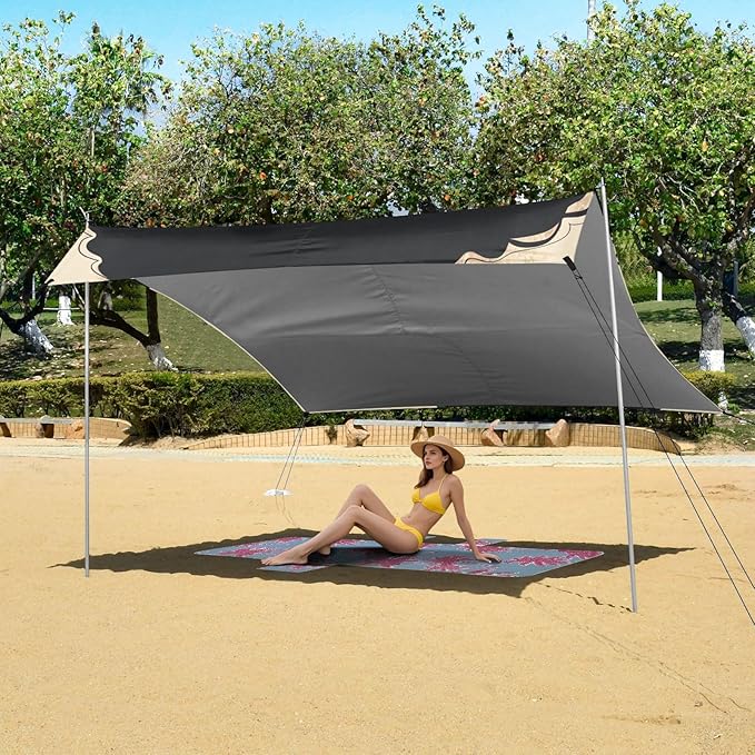 ALAZA Beautiful Black Afro Woman with Earing Beach Tent Sun Shelter Portable Canopy Sunshade for Outdoor Camping Picnics Backyard Fun 10x9 ft