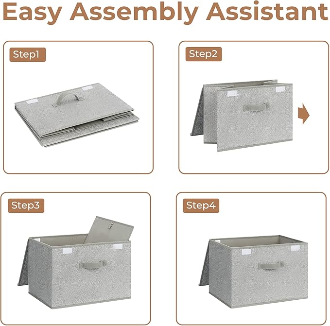 GRANNY SAYS Closet Storage Bins Storage Boxes with Lids Clothes Organizing Bins Lidded Baskets for Toys Clothing Gray Extra Large 2-Pack