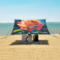 ALAZA Rainbow Rose Flower Painting Beach Tent Sun Shelter UPF50+ Protection Beach Shade Canopy w/ 4 Sandbags for Outdoor Camping Fishing Backyard Fun Picnic 10x9 ft