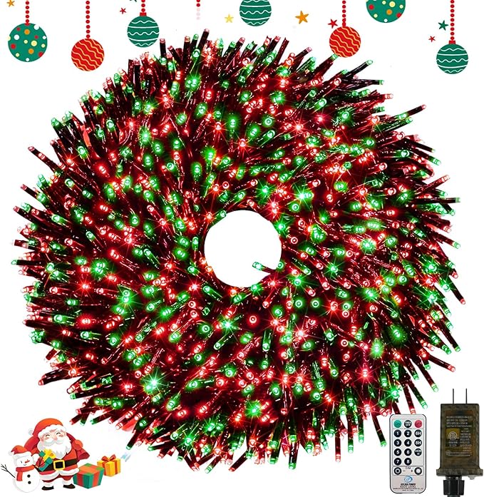 50FT 1000 LED Christmas Cluster Lights Firecracker String Lights with Remote &amp 8 Modes &amp Timer Waterproof Fairy Twinkle Light Plug in for Indoor Outdoor Party Garden Xmas Decoration Red and
