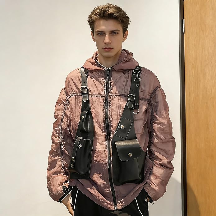Double Shoulder Bag Adjustable Tactical Armpit Pouch for Men Anti-Theft Underarm Leather Wallet Pocket Holster