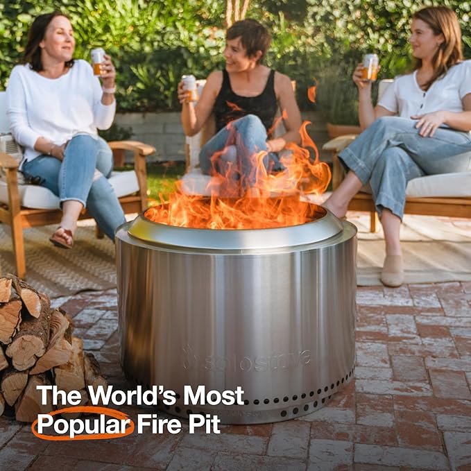 Solo Stove Yukon Amazon Exclusive Bundle | Smokeless Fire Pit with Stand Lid &amp Shelter | Wood Burning Stainless Steel Campfire Pit with Ash Pan | Ideal for 6+ People | 27in Dia 19in H 59lbs