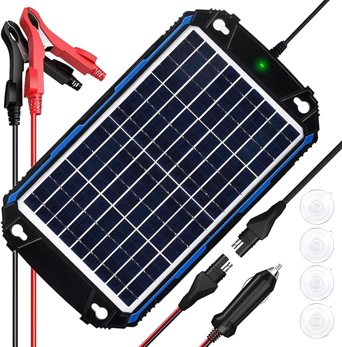 SUNER POWER Waterproof 10W 12V Solar Battery Charger &amp Maintainer Pro Built-in UltraSmart MPPT Charge Controller 10 Watt Solar Panel Trickle Charging Kits for Car Automotive Boat Marine RV Trail