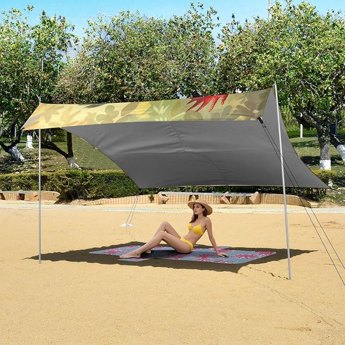 ALAZA Rooster Hand Painted Beach Tent Sun Shelter Portable Canopy Sunshade for Outdoor Camping Picnics Backyard Fun 10x9 ft