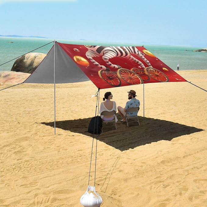 ALAZA Zebra Magic Show Animals Dancing Beach Tent Sun Shelter Portable Canopy Sunshade for Outdoor Camping Picnics Backyard Fun 10x9 ft