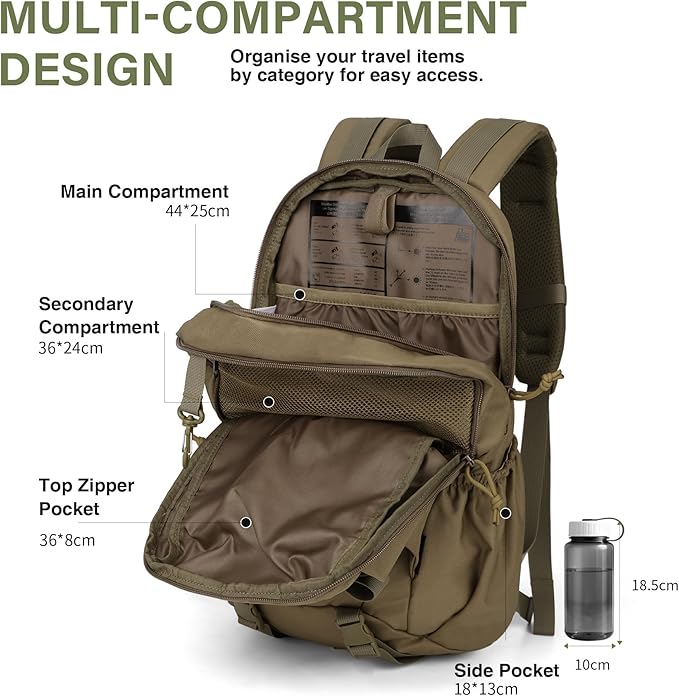 Mardingtop Tactical Molle Backpack for Men- 18L/28L EDC Hiking &amp Motorcycle Backpack