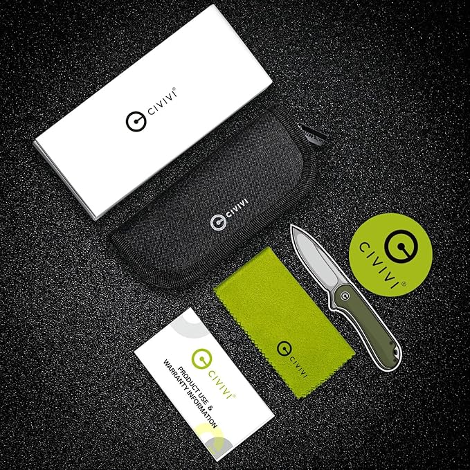 CIVIVI Pocket Folding Knife- Thumb Stud Opener for EDC 2.98 14C28N Blade Aluminum Handle Qubit Utility Knife for Men Women Gift C22030E-3
