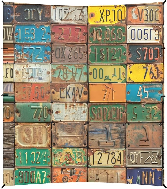 ALAZA Old Aged License Plates Collage Museum Beach Tent Sun Shelter Portable Canopy Sunshade for Outdoor Camping Picnics Backyard Fun 10x9 ft