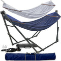 Tranquillo Combo x2 Hammocks with Stand for Outside &amp Tree Straps Heavy Duty Hammock with Stand 600lbs for Indoor Outdoor Patio Backyard x2 Hammocks for 2 Person Portable Carrying Bags Aegean