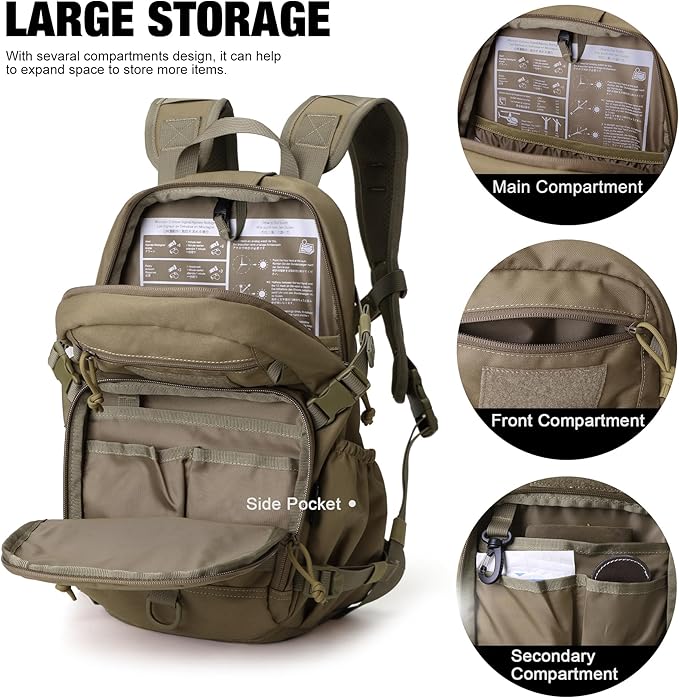 Mardingtop Small Tactical BackpackMolle Hiking Backpack for BackpackingCycling and Biking15L/25L Backpack