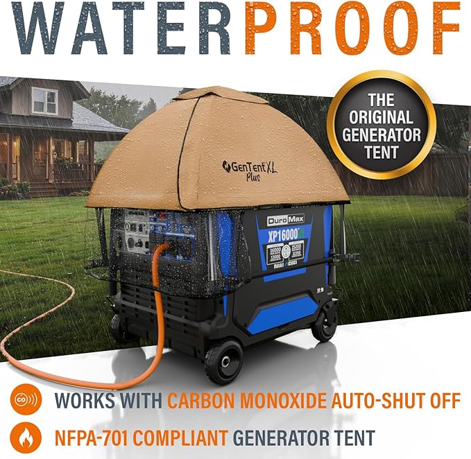 GenTent XL Inverter Running Cover – Generator Tent for Larger Encased Inverters (Tan XL - Plus)