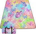 Outdoor Picnic BlanketPortable Ultrasonic Waterproof Picnic MatColorful Butterfly Printed Camping Beach Mat for Sand and Wet Grass Hiking (Butterfly S)