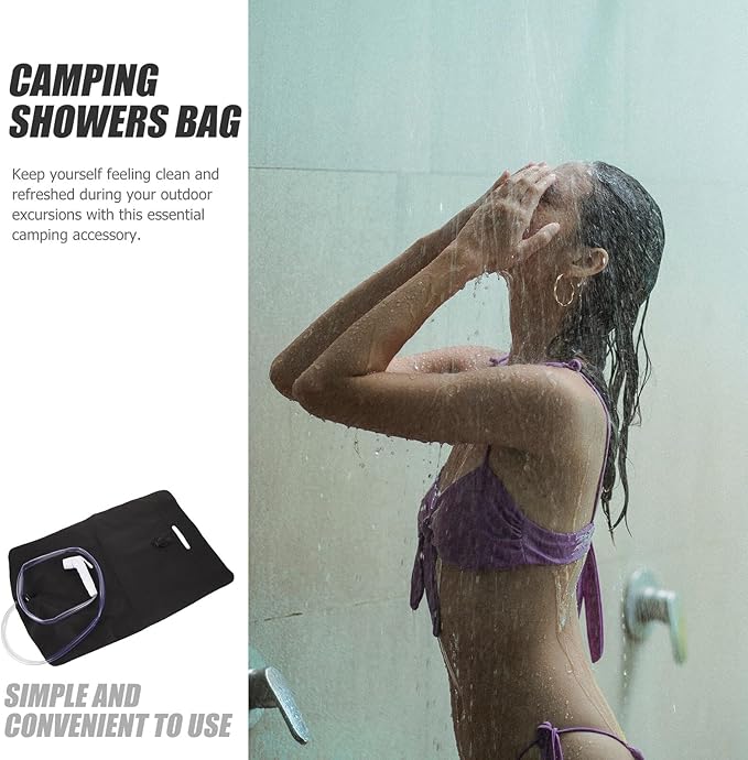 Portable Camping Shower Bag with Foldable PVC Waterproof Tent Shower Outdoor Showering Kit for Hiking and Travel
