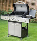 MFSTUDIO 4-Burner Propane Gas Grill Stainless Steel BBQ Grill with Side Burner and Porcelain-Enameled Cast Iron Grates High Heat Output Gas BBQ Grills for Barbeque and Outdoor Cooking
