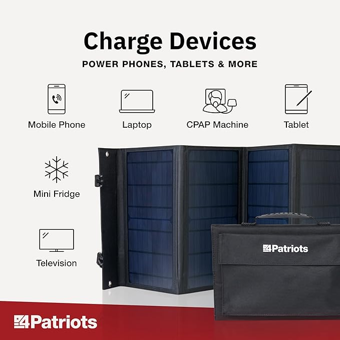 4Patriots 40-Watt Solar Panel: Compact Portable Power with USB Port Eco Solar Charger for Camping
