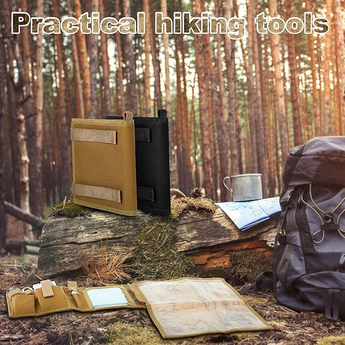 Eccliy 2 Pcs Tactical Pouch Waterproof Map Case Set (Black &amp Khaki) - 13x10 Clear Viewing Area 1000d Oxford + TPU Multifunctional EDC Pouch for Military Hiking &amp Outdoor Adventures