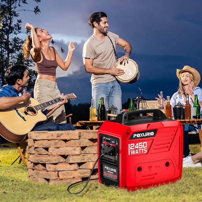 2450 Watt Inverter Generator 120V Gas Powered Generator Super Quiet RV Ready/EPA for RV Camping and HomeRed