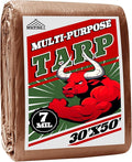 Tarp 30x50 ft 100% Waterproof 7mil Durable Grommets and Reinforced EdgesUv ResistantGreen/Brown TarpEmergency Rain ShelterOutdoor Cover and Camping Use -by MVPNET