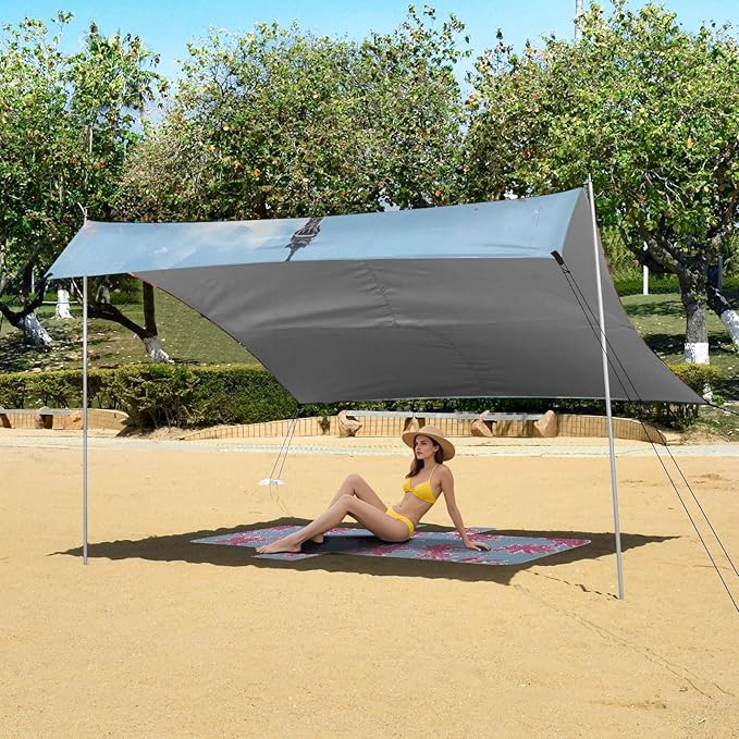 ALAZA Love Paris Eiffel Tower Car Beach Tent Sun Shelter Portable Canopy Sunshade for Outdoor Camping Picnics Backyard Fun 10x9 ft