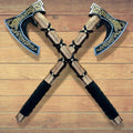 Poshland AX-7004 Custom Gift Forged Carbon Steel Viking Axe with Rose Wood Shaft Viking Bearded Camping Axe