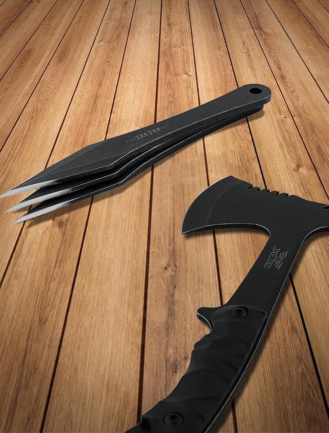 JXE JXO Throwing Axes 10.1in Overall w/ 3.7in Blade Full Tang 420HC Stainless Steel Tomahawk Design for Hawks