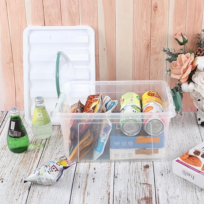 Saedy 14 Quart Plastic Storage Bin with Lid 6 Packs Clear Latching Container Box