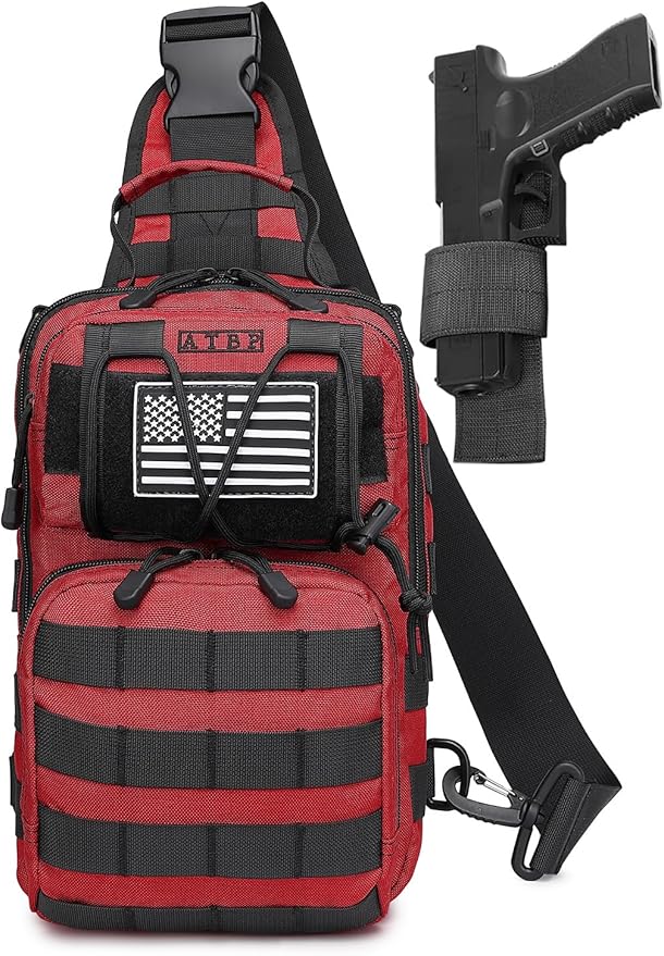 ATBP Tactical Sling Backpack Bag Pack for Men Military One Strap Shoulder Backpack Crossbody Bag With Holster 10 Liters