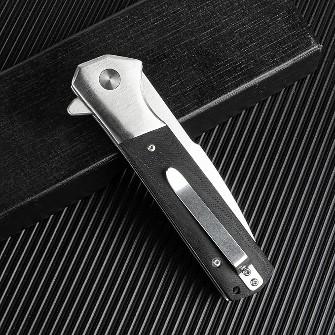 Pocket Knife for Men with D2 Steel Blade &amp G10 Handle - 4 Edge EDC Tool for Camping Hiking Travel and Daily Carry Ideal Gift for Outdoor Enthusiasts