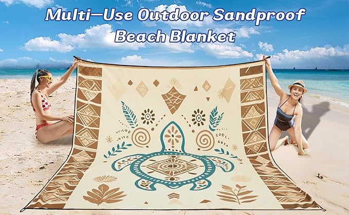 Beach Blanket Waterproof Sandproof Beach Mat 79 X 83/10'x9'for 2-8 Adults Quick Drying Outdoor Picnic Mat Beach Accessories for Travel Camping Hiking
